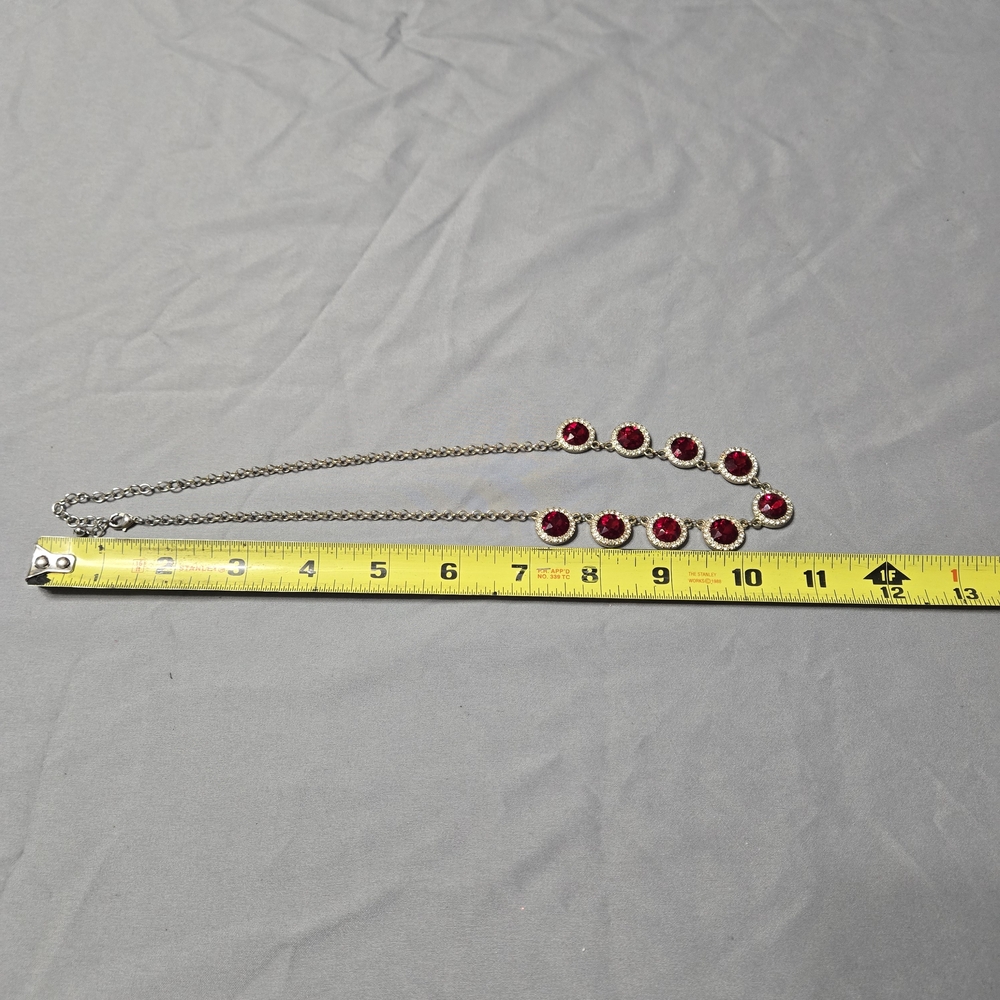Red & Silver Rhinestone Necklace & Bracelet Set - Picture 5 of 9